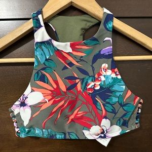Hollister Floral High Neck Bikini Top